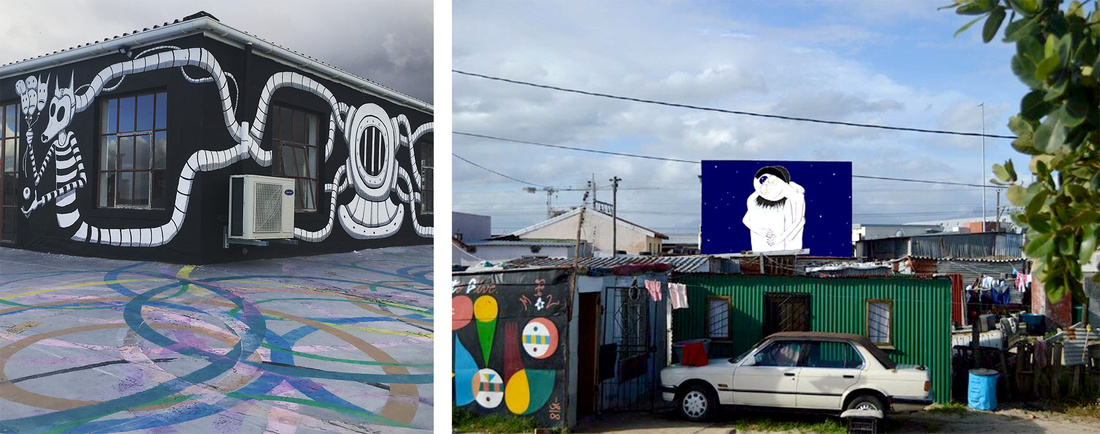 Left: Work by Mr.Mead. Right: Work by Juan Zamora. Courtesy of Side Street Studios.